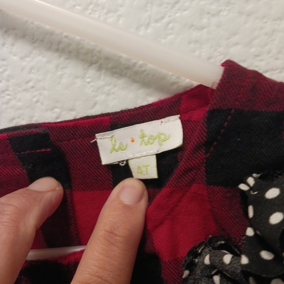 Le Top Little Girl Dress Toddler Size 4T Red Black Plaid Christmas Dress - Picture 3 of 5